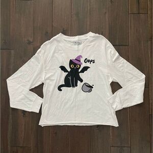 Miken Flow Black Cat Witch Halloween Long Sleeve Tee M NWOT